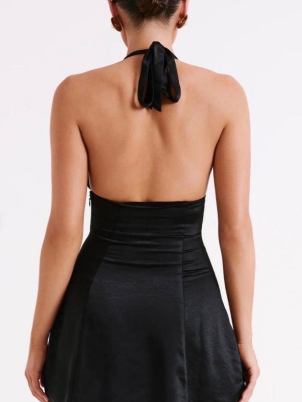 Meshki Richelle Satin Mini Dress - Black- Size M - Picture 3 of 5